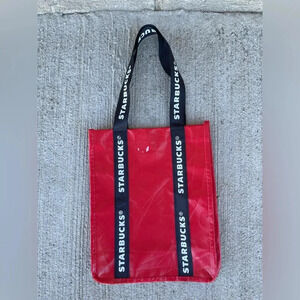 Starbucks Reusable Red Tote Bag 10" X 8" Lunch Gift School Washable Wipeable